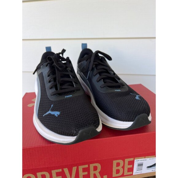 Puma Mens Rocket Fuel Sneakers Size 8.5 Black/Blue Mesh Lightweight Running Shoe - Picture 3 of 6